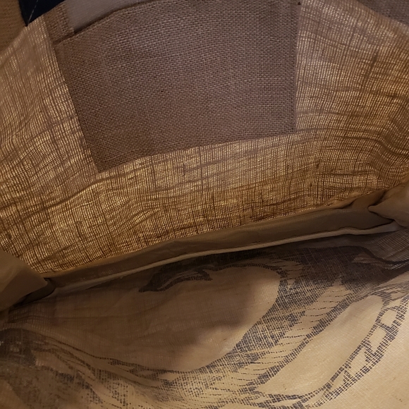 Up cycled Mona B Burlap Tote. NWT - Picture 2 of 2